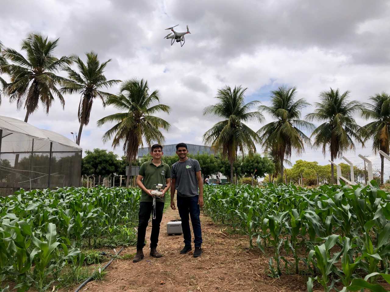 pesquisadores em campo, drones